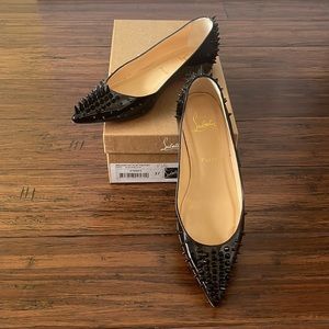 Christian Louboutin Black Patent Spiked Flats
